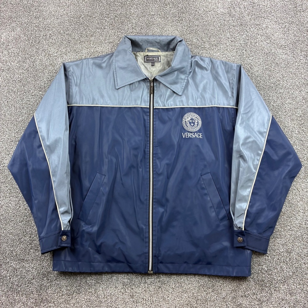 Vintage Versace Classic V2 Jacket Mens XL Blue Nylon Medusa Logo 90s Boot